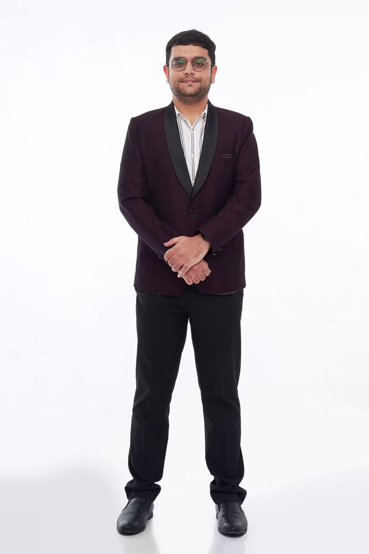 Confident team member solo portrait in studio