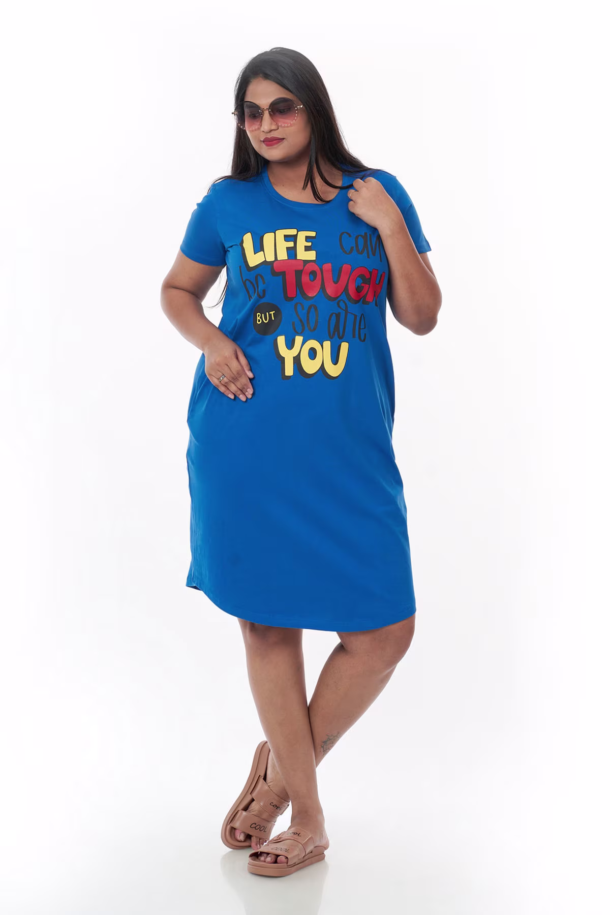 Sara smiling in pastel Bumblebees nightwear, seated indoors - Captured at Adzo Studio with trending lifestyle fashion setup