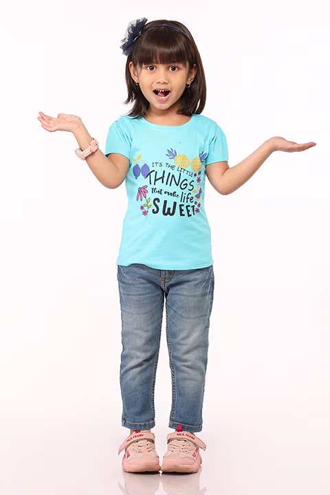 Smart and joyful girl model in casual wear